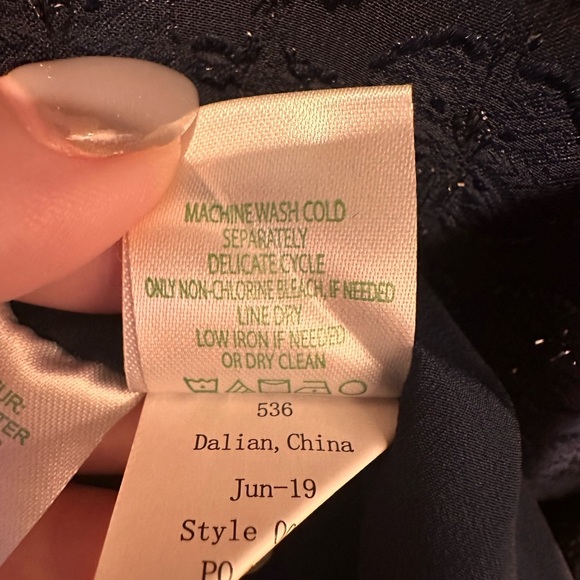 Lilly Pulitzer Kathie Navy Tanzanian Mini Dress with Ruffled Sleeves - Picture 4 of 7